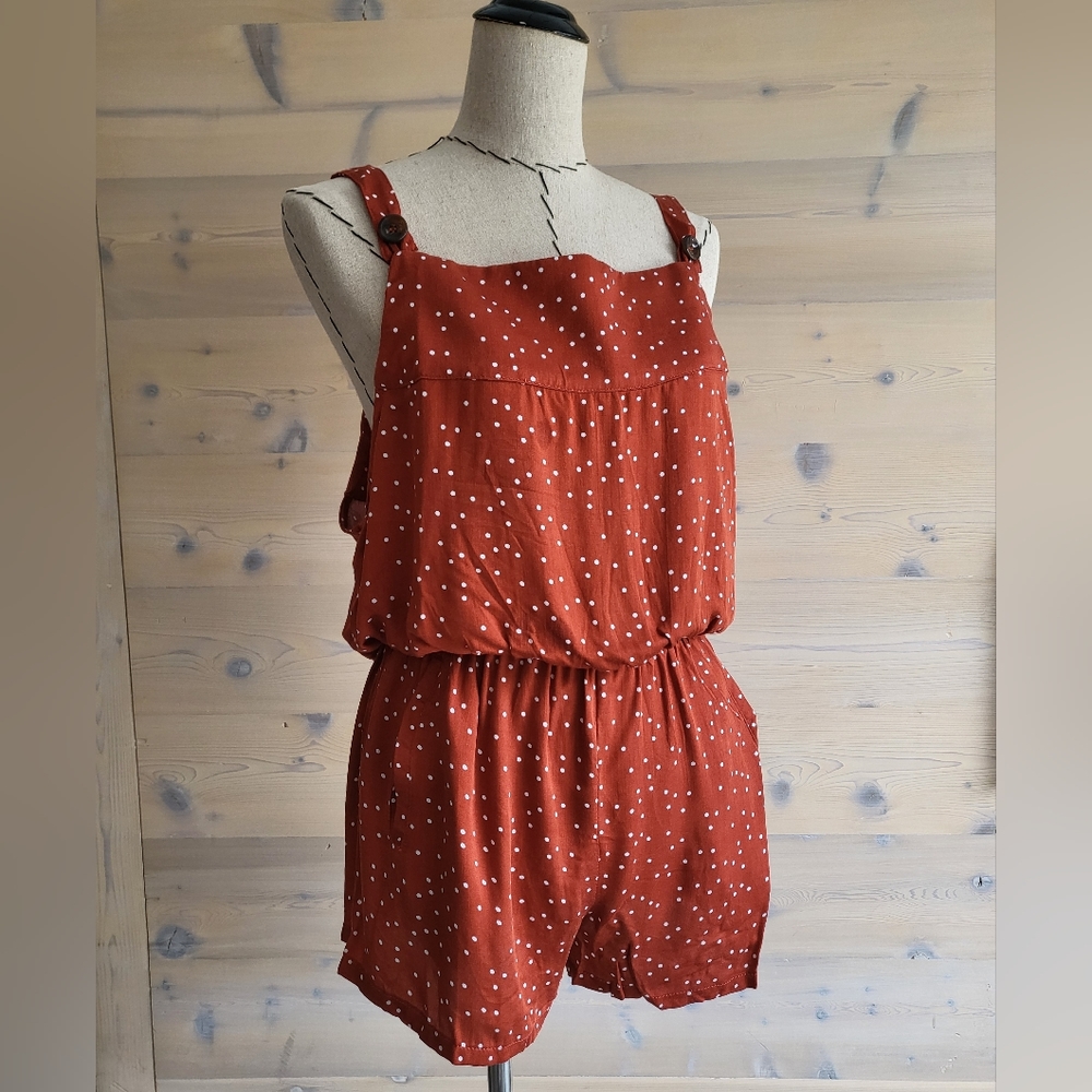 NWT Olivaceous Polka Dot Shorts Romper size L
